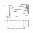 Manhattan Comfort Concord Modern Glam Chenille Accent Bench in Ivory