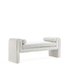 Manhattan Comfort Concord Modern Glam Chenille Accent Bench in Ivory