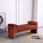 Manhattan Comfort Concord Modern Glam Chenille Accent Bench in Terracotta