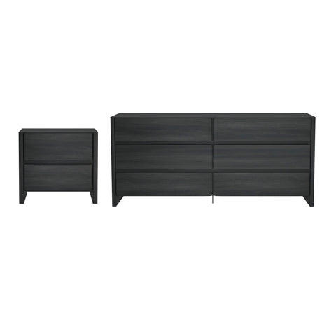 Manhattan Comfort Linda Modern 2-Piece Dresser and Nightstand in Charcoal Gray