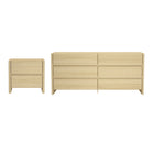 Manhattan Comfort Linda Modern 2-Piece Dresser and Nightstand in Natural Oak