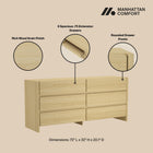 Manhattan Comfort Linda Modern 2-Piece Dresser and Nightstand in Natural Oak