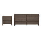 Manhattan Comfort Linda Modern 2-Piece Dresser and Nightstand in Walnut Brown