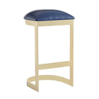 Manhattan Comfort Aura Modern Metal Upholstered Barstool in Blue