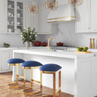 Manhattan Comfort Aura Modern Metal Upholstered Barstool in Blue
