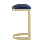 Manhattan Comfort Aura Modern Metal Upholstered Barstool in Blue