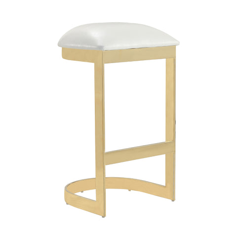 Manhattan Comfort Aura Modern Metal Upholstered Barstool in White