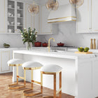 Manhattan Comfort Aura Modern Metal Upholstered Barstool in White
