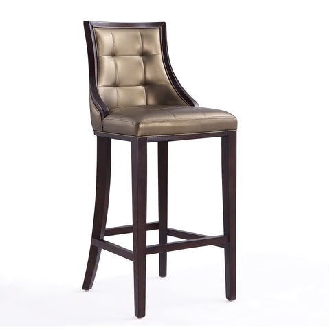 Manhattan Comfort Fifth Avenue Traditional Wood Upholstered Barstool in Bronze