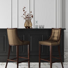 Manhattan Comfort Fifth Avenue Traditional Wood Upholstered Barstool in Bronze