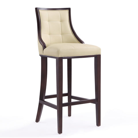 Manhattan Comfort Fifth Avenue Traditional Wood Upholstered Barstool in Cream