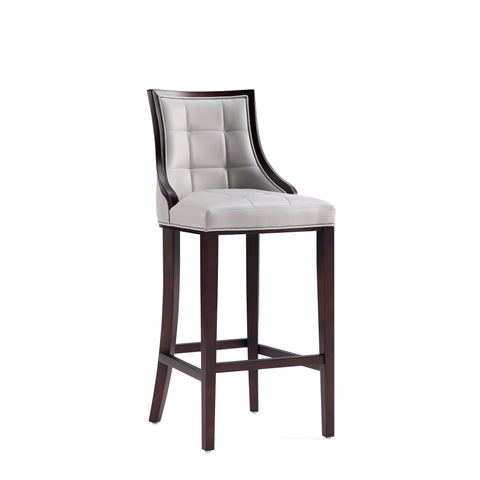 Manhattan Comfort Fifth Avenue Traditional Wood Upholstered Barstool in Light Gray