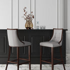 Manhattan Comfort Fifth Avenue Traditional Wood Upholstered Barstool in Light Gray