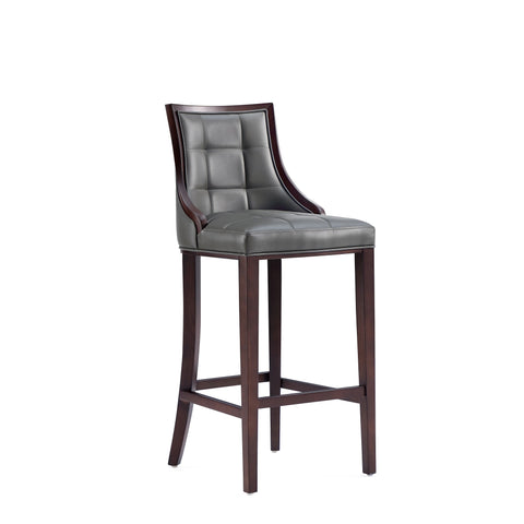 Manhattan Comfort Fifth Avenue Traditional Wood Upholstered Barstool in Graphite