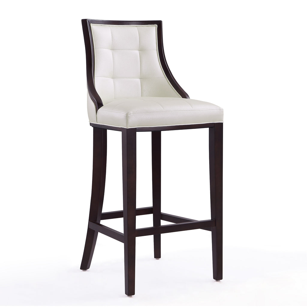 Manhattan Comfort Fifth Avenue Traditional Wood Upholstered Barstool in Pearl White