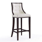 Manhattan Comfort Fifth Avenue Traditional Wood Upholstered Barstool in Pearl White