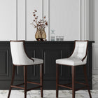 Manhattan Comfort Fifth Avenue Traditional Wood Upholstered Barstool in Pearl White