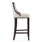 Manhattan Comfort Fifth Avenue Traditional Wood Upholstered Barstool in Pearl White