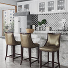 Manhattan Comfort Emperor Traditional Wood Upholstered Barstool in Bronze