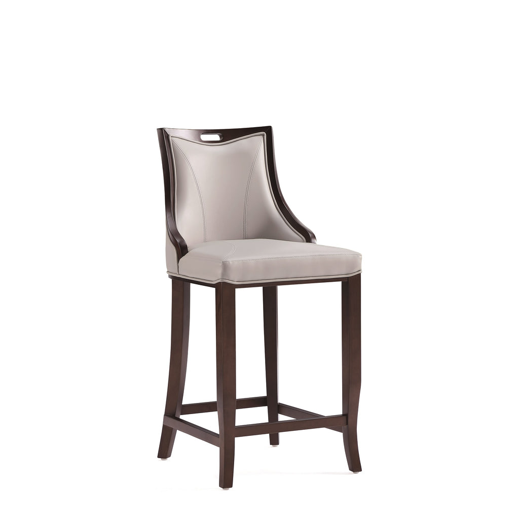 Manhattan Comfort Emperor Traditional Wood Upholstered Barstool in Light Gray