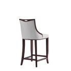 Manhattan Comfort Emperor Traditional Wood Upholstered Barstool in Light Gray