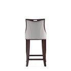 Manhattan Comfort Emperor Traditional Wood Upholstered Barstool in Light Gray