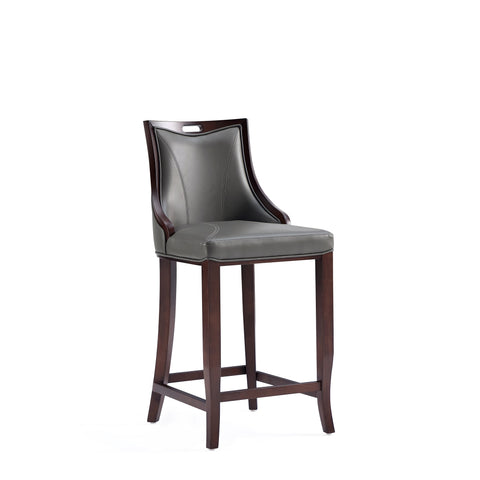 Manhattan Comfort Emperor Traditional Wood Upholstered Barstool in Graphite