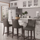 Manhattan Comfort Emperor Traditional Wood Upholstered Barstool in Graphite