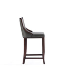 Manhattan Comfort Emperor Traditional Wood Upholstered Barstool in Graphite