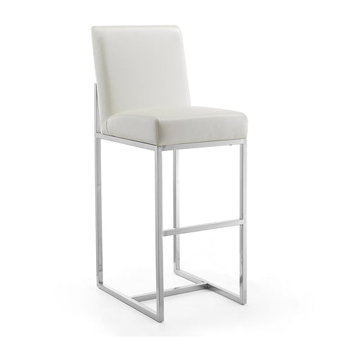 Manhattan Comfort Element Modern Metal Upholstered Barstool in Pearl White