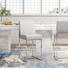 Manhattan Comfort Element Modern Metal Upholstered Barstool in Pearl White