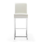 Manhattan Comfort Element Modern Metal Upholstered Barstool in Pearl White