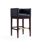 Manhattan Comfort Kingsley Mid-Century Modern Wood Upholstered Barstool in Black