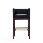 Manhattan Comfort Kingsley Mid-Century Modern Wood Upholstered Barstool in Black