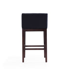 Manhattan Comfort Kingsley Mid-Century Modern Wood Upholstered Barstool in Black