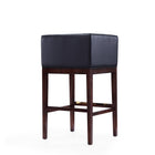 Manhattan Comfort Kingsley Mid-Century Modern Wood Upholstered Barstool in Black