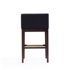 Manhattan Comfort Kingsley Mid-Century Modern Wood Upholstered Barstool in Black