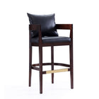 Manhattan Comfort Ritz Mid-Century Modern Wood Upholstered Barstool in Black