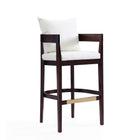 Manhattan Comfort Ritz Mid-Century Modern Wood Upholstered Barstool in Ivory