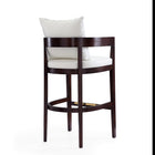 Manhattan Comfort Ritz Mid-Century Modern Wood Upholstered Barstool in Ivory