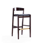Manhattan Comfort Klismos Mid-Century Modern Wood Upholstered Barstool in Black