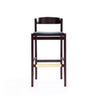 Manhattan Comfort Klismos Mid-Century Modern Wood Upholstered Barstool in Black