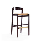 Manhattan Comfort Klismos Mid-Century Modern Wood Upholstered Barstool in Camel