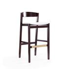 Manhattan Comfort Klismos Mid-Century Modern Wood Upholstered Barstool in Ivory