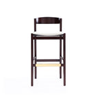 Manhattan Comfort Klismos Mid-Century Modern Wood Upholstered Barstool in Ivory