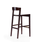 Manhattan Comfort Klismos Mid-Century Modern Wood Upholstered Barstool in Ivory