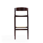 Manhattan Comfort Klismos Mid-Century Modern Wood Upholstered Barstool in Ivory