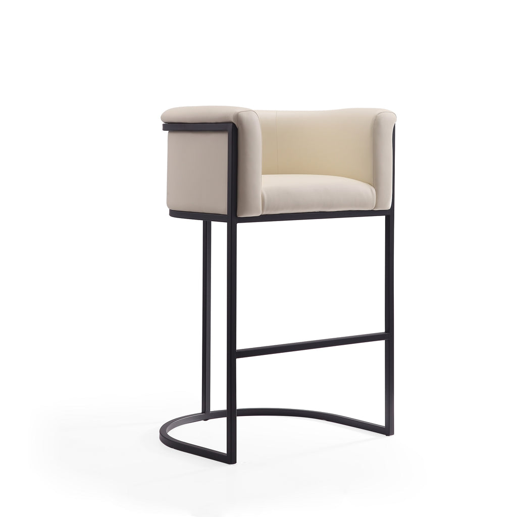 Manhattan Comfort Cosmopolitan Mid-Century Modern Metal Upholstered Barstool in Cream