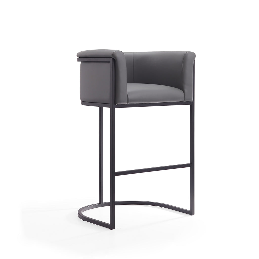 Manhattan Comfort Cosmopolitan Mid-Century Modern Metal Upholstered Barstool in Gray