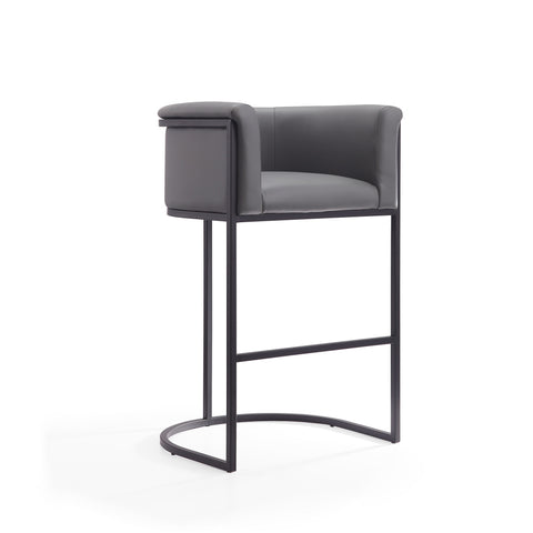 Manhattan Comfort Cosmopolitan Mid-Century Modern Metal Upholstered Barstool in Gray